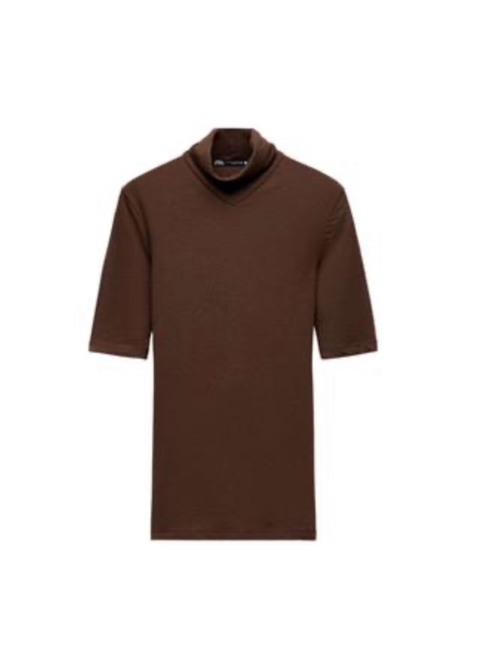 Zara Brown Short-Sleeve Turtleneck Sweater 3431/452